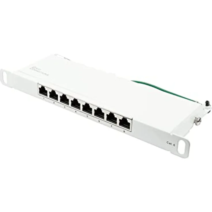 Patchpanel/Patchfeld - 10" - Servermontage/Rackeinbau - Cat. 6, 250 MHz - GIGABIT-fähig - 8-Port - 0,5 HE - STP geschirmt - werkzeugloses Öffnen - Reinweiß (RAL9010)