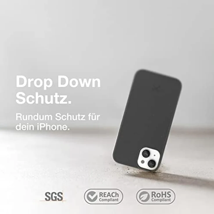 Woodcessories - nachhaltige Handyhülle kompatibel mit iPhone 14, iPhone 13 Hülle schwarz - biologisch abbaubar aus Pflanzenmaterial - kein Plastik – Bild 2
