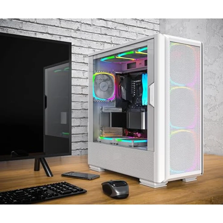 Montech SKY TWO GX, PC Gehäuse in Weiß, Elegantes Airflow-Gehäuse mit Mainboards bis E-ATX und 360 mm Radiator möglich – Bild 2
