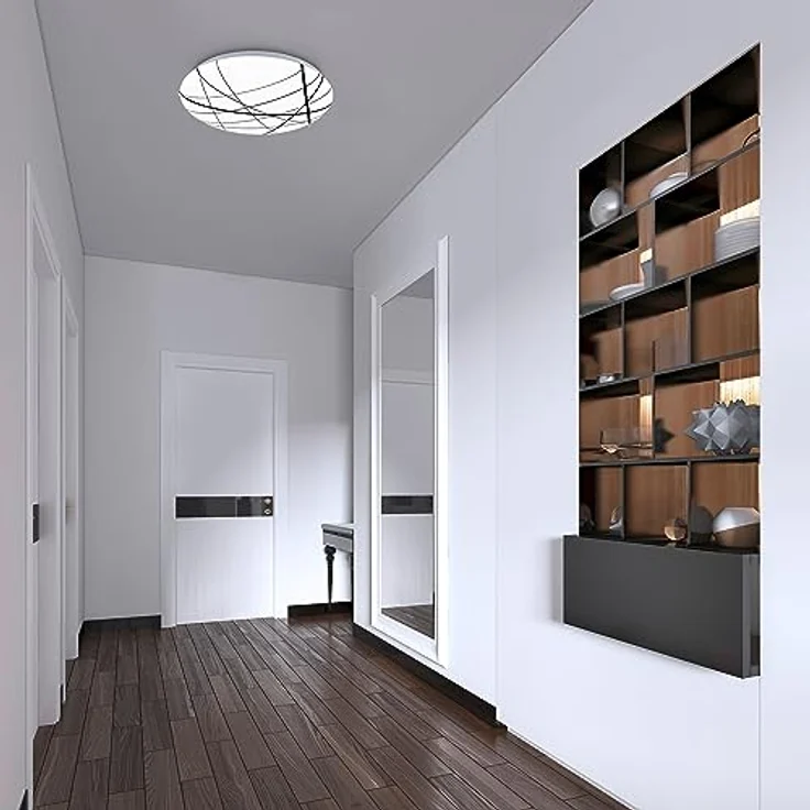 Briloner LED Deckenleuchte mit Linienmuster, 28 cm, neutralweißes Licht, 12W, 1300 Lumen, Kunststoffleuchte, Deckenlampe Esszimmerlampe - Briloner Leuchten – Bild 4