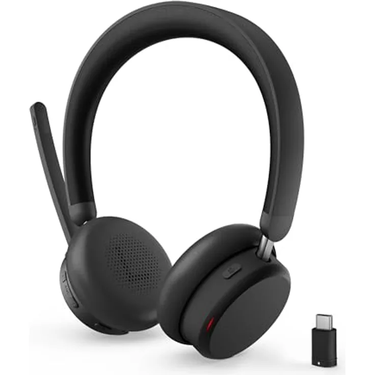 Lenovo 6550, On-Ear Headset mit Bluetooth 5.3, ANC, Dual-Mikrofon, Geräuschunterdrückung, schwarz