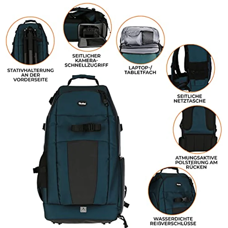 Rollei Fotoliner Ocean L, Schultertasche aus recyceltem Material für Kameras, petrol – Bild 3