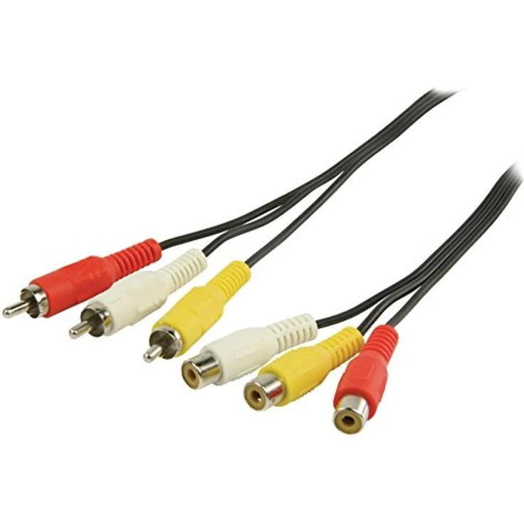 Valueline Cinch AV-Verlängerungskabel, 3x Stecker auf 3x Buchse (2m) schwarz – Bild 3