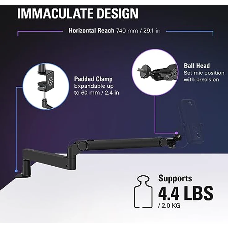 Elgato Wave Mic Arm (Low Profile) Mikrofon-Halterung Schwarz(18290012920) - Preisvergleich – Bild 5