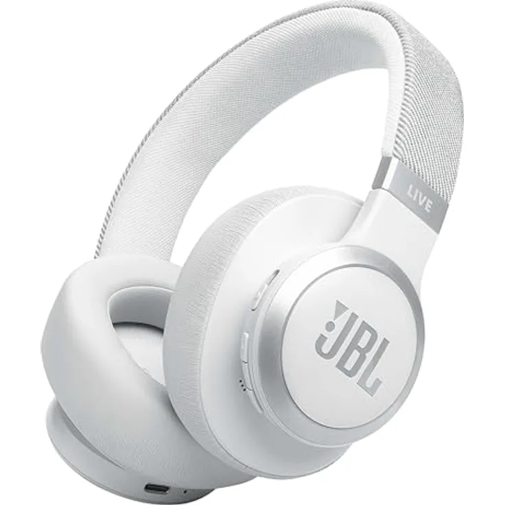 JBL Live 770 NC – Bluetooth Over-Ear-Kopfhörer mit adaptivem Noise-Cancelling – Kabellose Ohrhörer Signature Sound und Sprachassistent – Langer Musikgenuss für bis zu 65 Stunden – Weiß