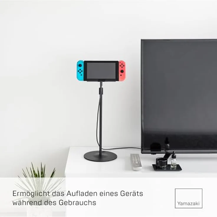 Yamazaki 1434 SMART Höhenverstellbarer Tablet-Ständer, schwarz, aus Stahl-ABS Harz-Silikon, minimalistisch, 40,8-65,8 cm höhenverstellbar – Bild 4