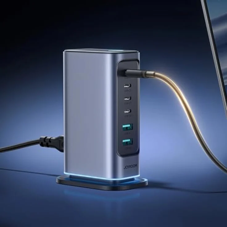 JOYROOM GaN-Multiport-Ladegerät 65 W mit 4X USB-C- und 2X USB-A-Anschlüssen - EU-Stecker, leistungsstarkes Laden, GaN-Chip-Technologie – Bild 5
