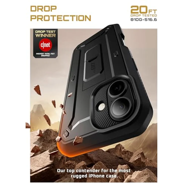 SUPCASE Unicorn Beetle Pro Hülle für iPhone 17, 360° Outdoor Schutzhülle mit Kamerasteuerungstaste, Displayschutz, Ständer und Gürtelclip, schwarz – Bild 3
