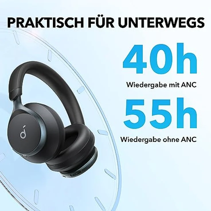 Soundcore Space One Kabellose Over-Ear Bluetooth Kopfhörer, Aktives Noise Cancelling, 2X stärkere Stimmunterdrückung, 40h Wiedergabe, App, Hi-Res Audio, Bluetooth 5.3 (Nachtschwarz) – Bild 5