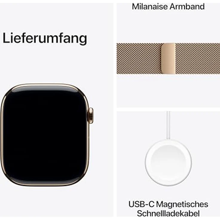 Apple Watch Series 11 Cellular, 46 mm, Titangehäuse Gold, Milanaise Armband Gold - S/M – Bild 6