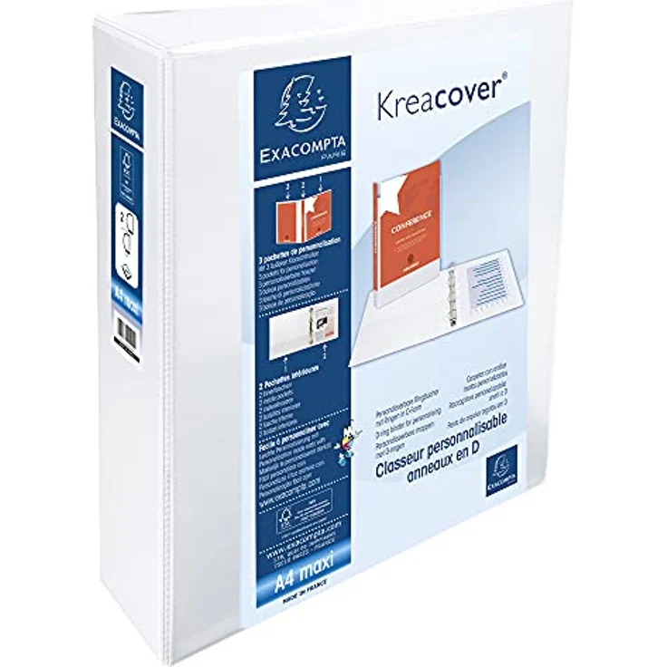 EXACOMPTA Präsentationsordner Kreacover, Ringbuch mit 3 Außen- und 2 Innentaschen, PVC, D-Form-Ringe – Bild 2
