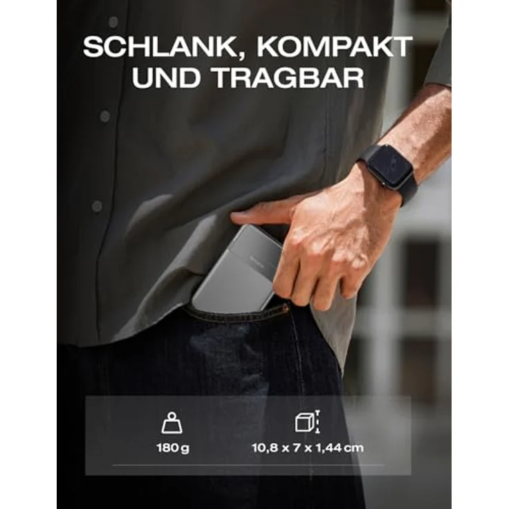 EF ECOFLOW Rapid Magnetische Powerbank 5000 mAh Silber, kabelloses tragbares Ladegerät, 30 W Schnellladender Batteriepack mit USB-C-Kabel, kompatibel für iPhone 16/15/14/13/12 Serie – Bild 5