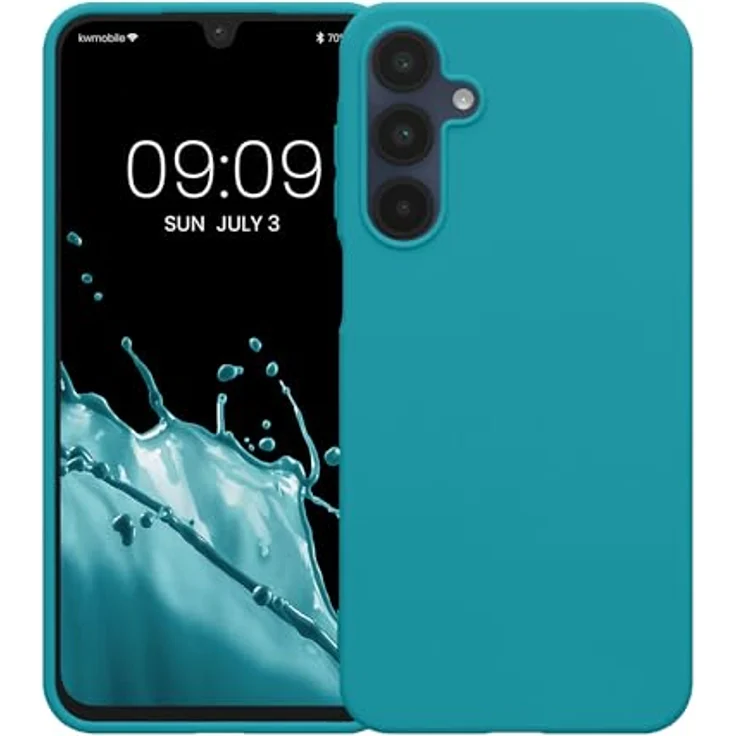 kwmobile Hülle für Samsung Galaxy A16 5G, weiches TPU Silikon Case für kabelloses Laden, petrol matt – Bild 5