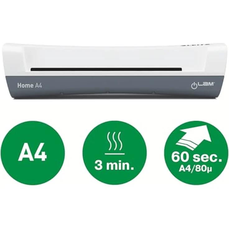 Leitz iLAM Home A4 Laminiergerät, Für 75 bis 125 mic Laminierfolien, 3 Minuten Aufwärmzeit, Inkl. Starterkit mit Folien, Ideal für den Einsatz Zuhause, Home Office & Schule, Weiß, 74310001 – Bild 3