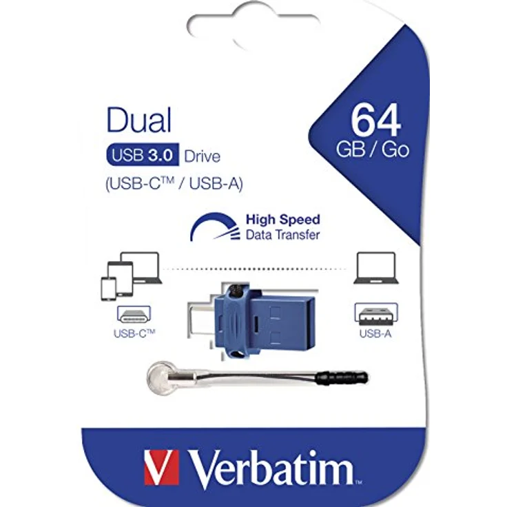 Verbatim Dual Drive USB-Stick 64 GB, mit USB 3.0 - USB Type-C, Speichermedium zur schnellen Datenübertragung, für Laptop und Mobilgerät – Bild 5