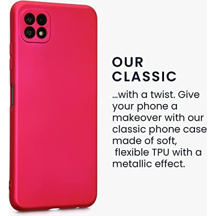 kwmobile Handyhülle für Samsung Galaxy A22 5G - Silikon Case metallisch schimmernd in Metallic Pink - Flexibles, rutschfestes Cover mit umfassendem Schutz – Bild 3