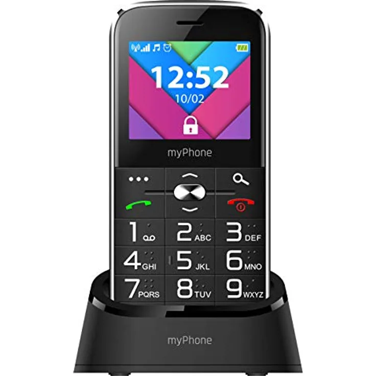 MP myPhone Halo C 2.2” Seniorenhandy Mobiltelefon ohne vertrag mit großen Tasten, Taschenlampe, Ladestation, Dual SIM, Bluetooth, großer Akku 1900mAh, Kamera - Schwarz