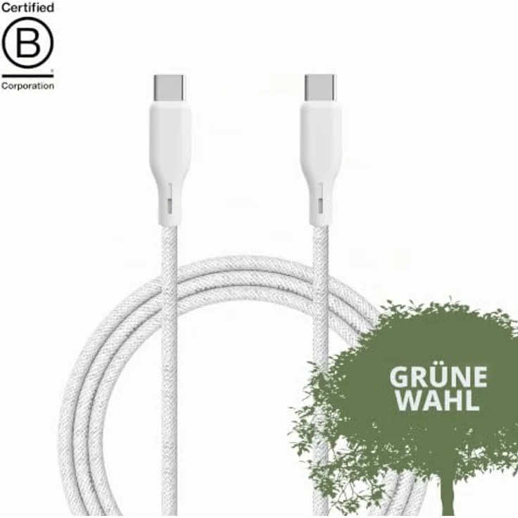 UPSTRÖM ËSSENTIALS CC250-100W-E, 2,5 m USB-C auf USB-C Ladekabel, 0,48 Gbit/s, Schnellladung, Weiß – Bild 5