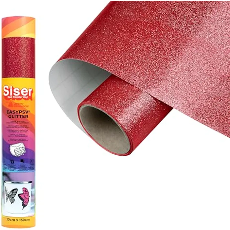 Siser EasyPSV® Glitter, selbstklebende Glitzerfolie in Ziegel-Rot für Innen- und Außenanwendungen
