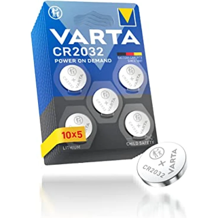 VARTA Batterien Knopfzellen CR2032, 50 Stück, Power on Demand, Lithium, 3V, kindersichere Verpackung, für Smart Home Geräte, Autoschlüssel und weitere Anwendungen  – Bild 1