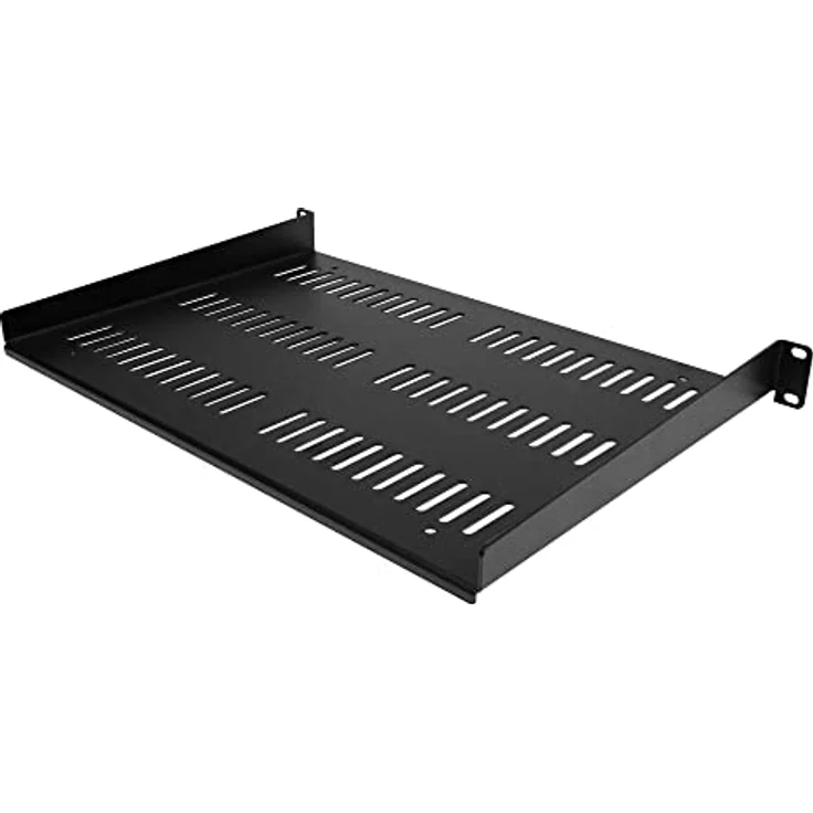 StarTech.com 1U Server Rack Shelf - Universal Vented Rack Mount Cantilever Tray for 48,30cm (19-'-') Network Equipment Rack & Cabinet - Durable Design - Weight Capacity 55lb-25kg - 30,50cm (12-'-') Deep Shelf, Black (SHELF-1U-12-FIXED-V) - Rack - Regal - S - Preisvergleich – Bild 2