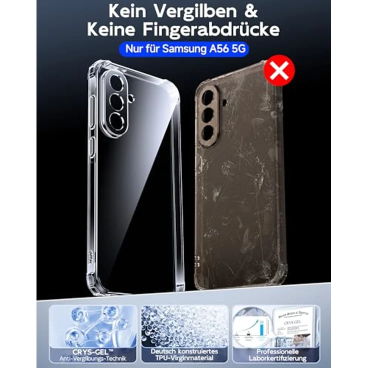 LeYi Transparent Hülle für Samsung Galaxy A56 5G, Weich TPU Silikon mit 2 Schutzfolien, Stoßfest und Dünn, Kameraschutz Crystal Clear Cover Case – Bild 5