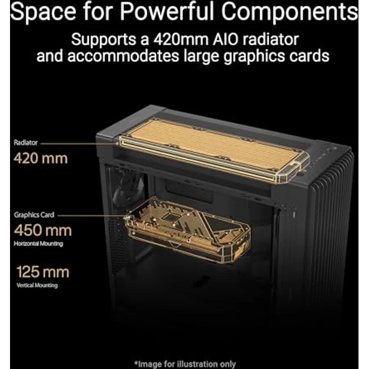 ASUS ProArt PA602 Wood Edition E-ATX PC Gehäuse (zertifiziertes Holz, vorinstallierte Systemlüfter, unterstützt 420 mm Radiator, USB Typ-C 20Gbps) – Bild 4