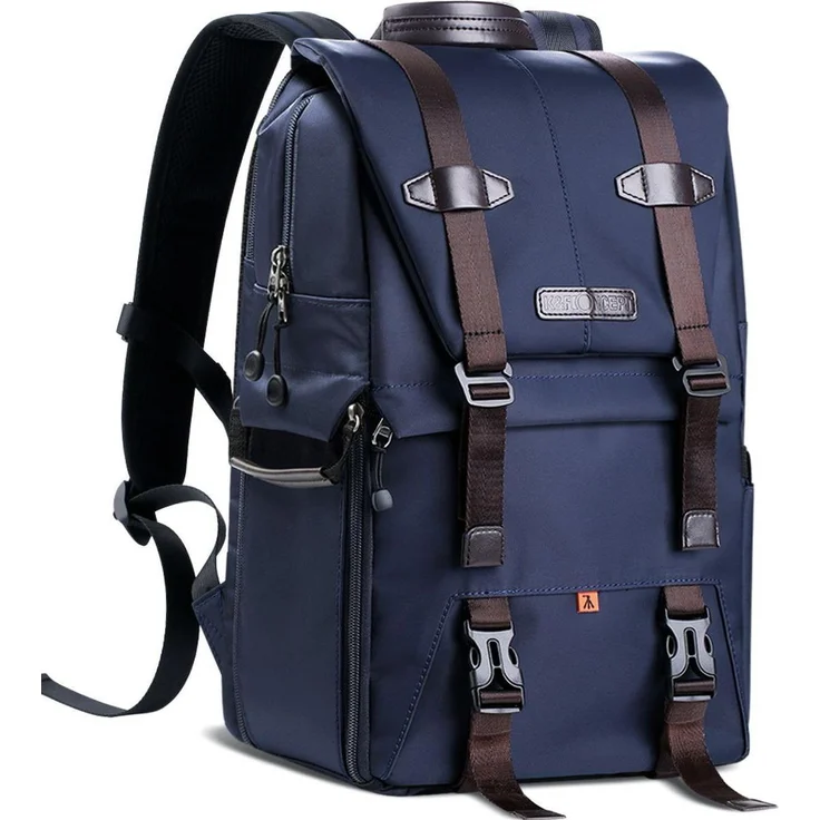 K&F Concept KF13.087 Medium, Fotorucksack für Kameras, 27x18x44cm, Blau, wasserabweisend, anpassbare Fächer, ergonomische Schultergurte