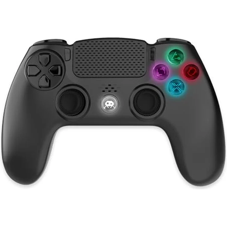Freaks and Geeks Wireless Controller V2, Kabelloser Gaming Controller für PS4/PS3/PC mit LED-Tasten und 3,5-mm-Klinke, Schwarz – Bild 1