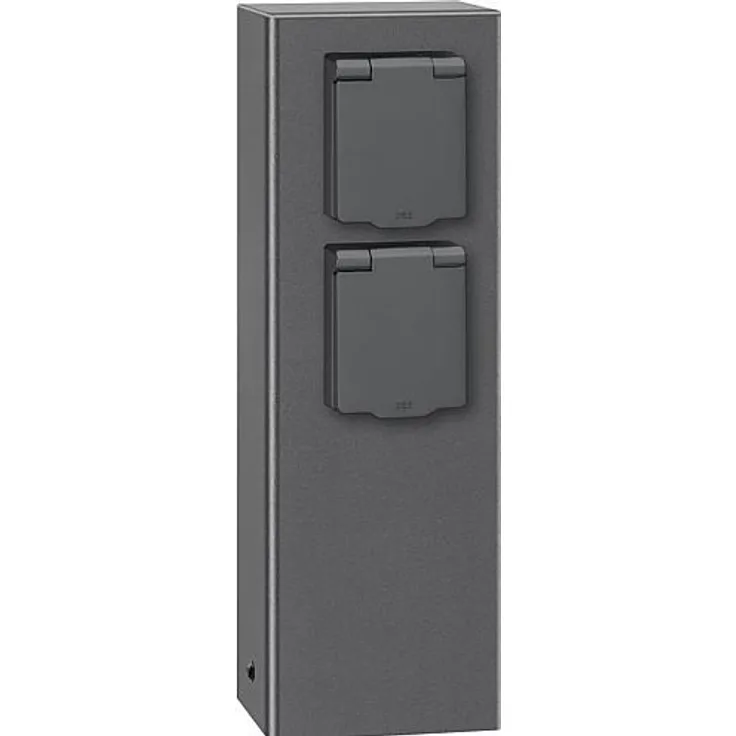 LCD, Steckdose, 017 - Aluminium, Edelstahl, Schutzkontaktsteckdosen 230V mit Klappdeckel, made in Germany
