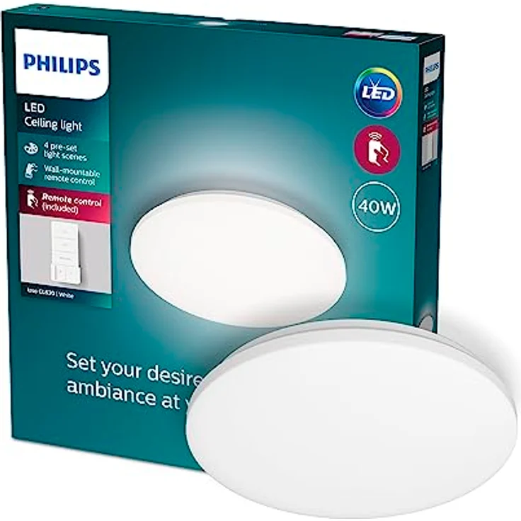 PHILIPS Izso All-in-One Deckenleuchte inkl. Fernbedienung (40 W), dimmbare LED Leuchte mit allen Weißtönen – Bild 1