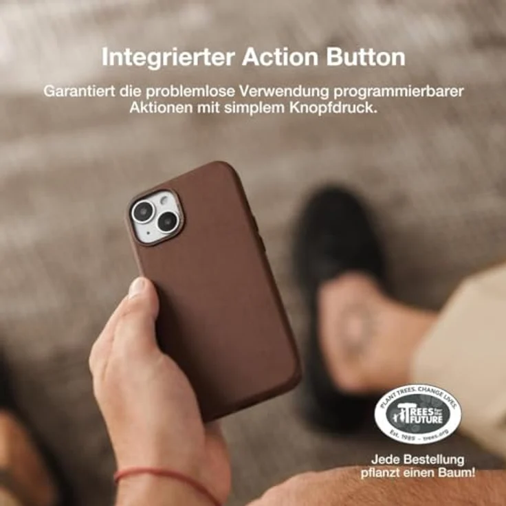 Woodcessories - Leder Case, Handyhülle kompatibel mit iPhone 15 Plus Hülle braun - Nachhaltig aus Aloe Vera Pflanzen – Bild 2
