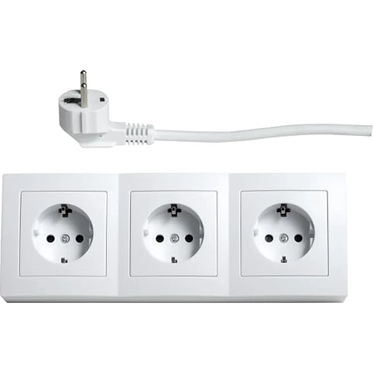 McPower Unterbausteckdose Flair 3-Fach Steckdosenblock, Schutzkontakt mit 2m Kabel, 250V/16A, weiß – Bild 5