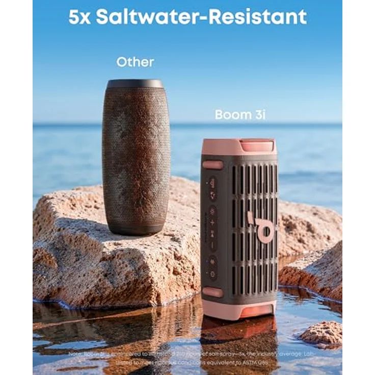 soundcore Boom 3i, Robuster Outdoor Bluetooth Lautsprecher, IP68 wasserdicht, 50W BassUp™ 2.0 Sound, BT 5.3, 16h Akkulaufzeit, Lichtshow, TWS-Stereo, Wüstenrose – Bild 5