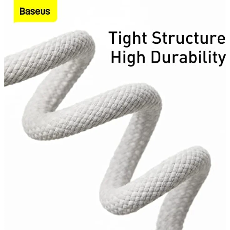 Baseus Dynamic Series USB-C auf USB-C 100W 1m Schnellladekabel, Weiß, hohe Übertragungsgeschwindigkeit bis 480 Mbit/s, langlebiges Nylon-Design – Bild 2