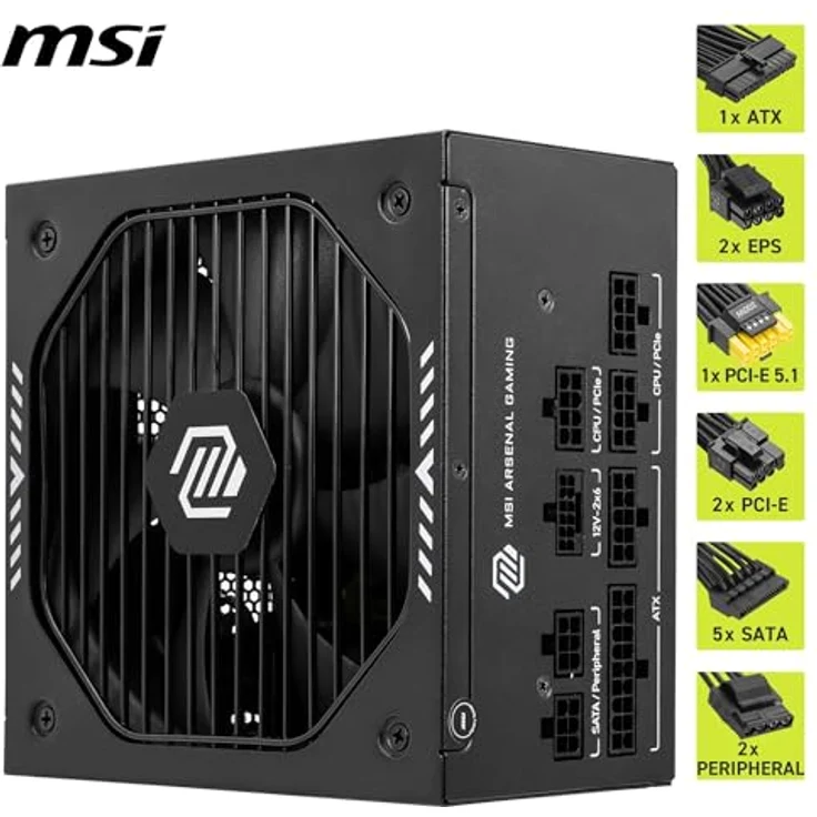 MSI MAG A650GLS PCIE5 Netzteil, 650W, 80 Plus Gold, ATX 3.1, PCIe 5.1 GPU Unterstützung, Modulare Kabel, Geräuscharmer Betrieb – Bild 5