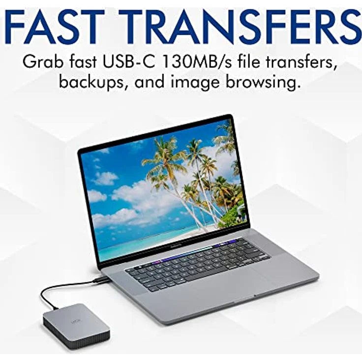 LaCie Mobile Drive, 5TB, External Hard Drive Portable - Moon Silver, USB-C 3.2, for PC and Mac, post-consumer recycled, with Adobe All Apps Plan (STLP5000400) – Bild 4
