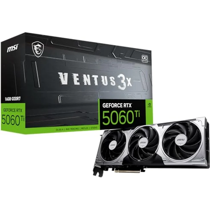 MSI GeForce RTX 5060 Ti 16G Ventus 3X OC, 16GB GDDR7, PCIe 5, Boost bis 2602 MHz, HDMI 2.1b, DisplayPort 2.1b – Bild 1