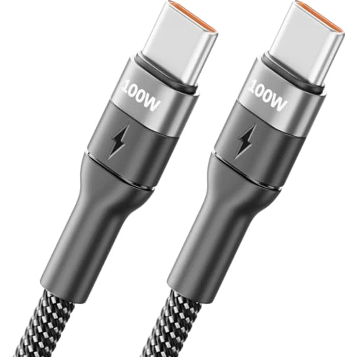 deleyCON 1,5m USB C Kabel, 100W Schnellladekabel PD 3.0 PPS für iPhone 17 16 15 Pro Max, Samsung Galaxy S25 S24 S23, iPad Pro, MacBook, hohe Datenübertragung bis 480 Mbit/s, geflochtene Baumwolle-Nylon-Ummantelung – Bild 1