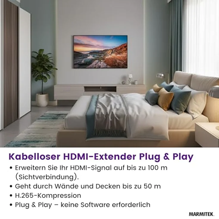 Marmitek TV Anywhere Wireless HD 2, Drahtlose HDMI Verlängerung 1080p mit bis zu 100 m Reichweite und Loop-Through-Funktion – Bild 2