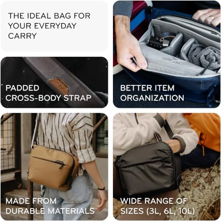Peak Design Everyday Sling 6L, Kameratasche aus 400D-Nylon-Canvas für spiegellose Kameras und Tablets, schwarz – Bild 2