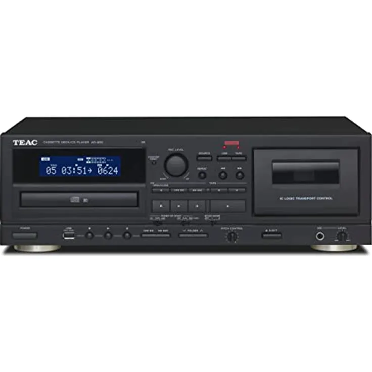 TEAC AD-850-SE CD- und Kassettenspieler CD-Player mit USB, Schwarz