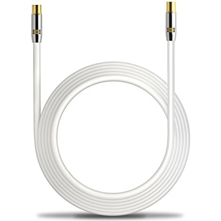 deleyCON 20m TV Antennenkabel PREMIUM HDTV Full HD - TV Kabel (Koaxialkabel) - TV-Stecker zu TV-Buchse - Weiß - METALL vergoldet - analog/digital – Bild 6