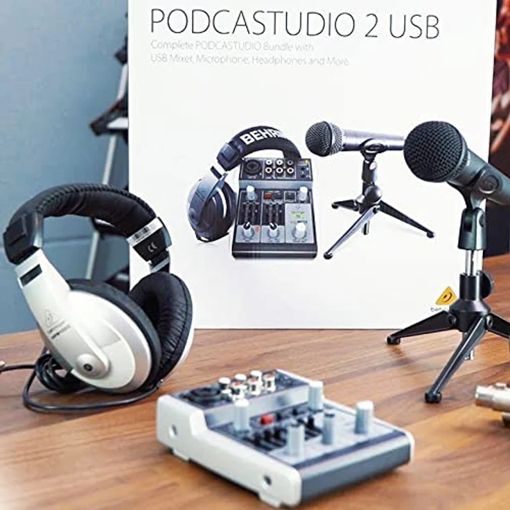 Behringer Podcaststudio 2 USB, USB Mischpult mit XM8500 Mikrofon und HPM1000 Kopfhörern, inklusive XLR- und USB-Kabel – Bild 6