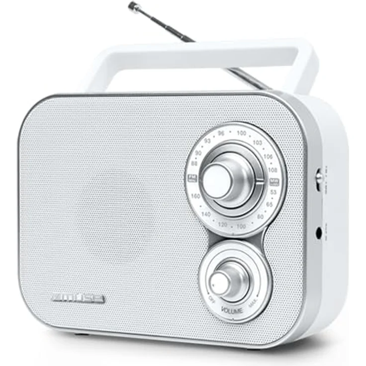 Muse M-051RW tragbares Retro-Radio, UKW und MW, Netz- und Batteriebetrieb, Teleskopantenne, AUX-In, weiß – Bild 2