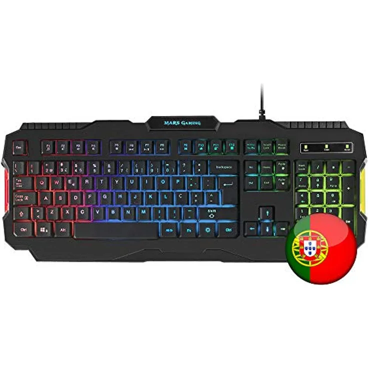 Mars Gaming MRK0PORTU, Gaming Tastatur, RGB Regenbogen Hintergrundbeleuchtung, Antighosting, Portugiesisch Sprache