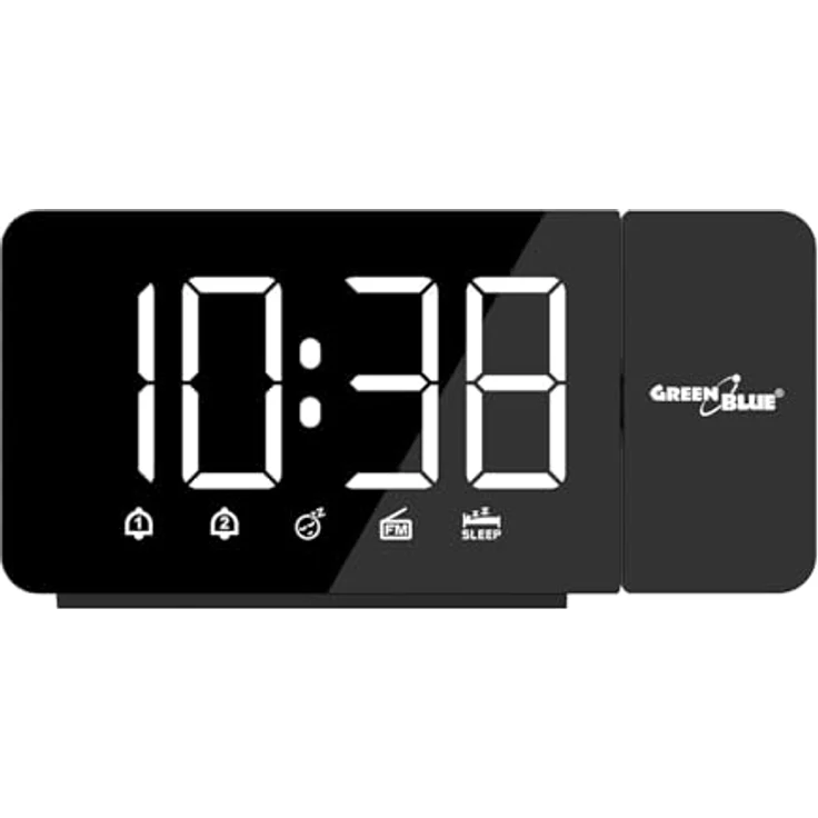 GreenBlue GB172, Digitaler LED-Radiowecker mit Projektor, FM-Radio, 12/24-Stunden-Anzeige, USB-Stromversorgung, schwarze Farbe – Bild 2