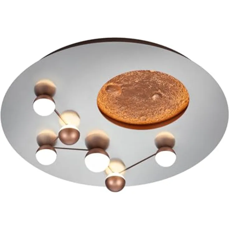 Trio Leuchten LED Deckenleuchte Zodiac 644810107, Metall Nickel matt, 42 Watt LED, Switch Dimmer, Coffee-Akzente