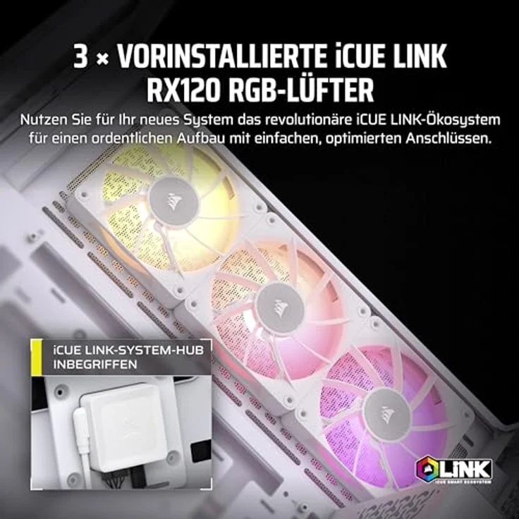 Corsair Case Corsair iCUE 3500X RGB Midi TG white BTF+ZERO PC Gehäuse, Weiss. – Bild 5