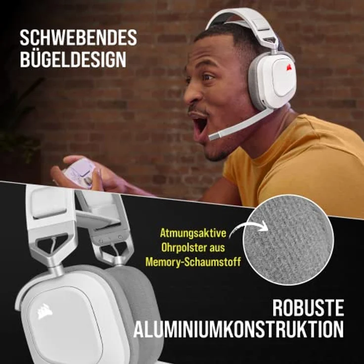Corsair HS80 RGB USB Premium Gaming-Headset White (CA-9011238-EU) – Bild 4